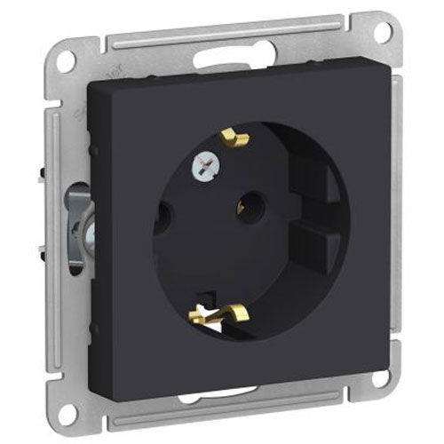 Розетка с заземлением Atlas - карбон Розетка с заземлением Atlas - карбон