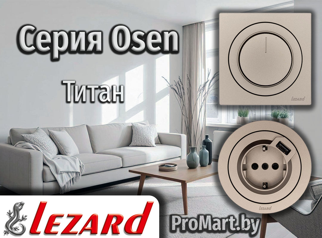 Розетки и Выключатели Лезард Осень цвета Титан Серия OSEN Lezard - Титан