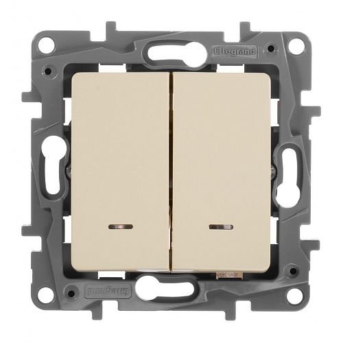 Выключатель двухклавишный с подсветкой Etika - слоновая кость