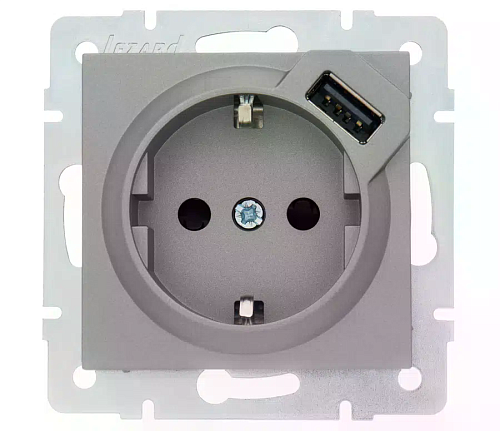 VESNA Розетка сз + USB разъём платина