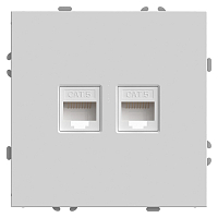 Розетка компьютерная RJ-45 двойная Stekker Эмили - белый фарфор