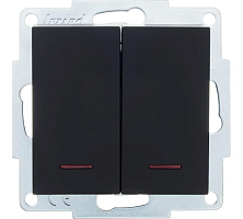 Выключатель двухклавишный с подсветкой Lezard Vesna - чёрный бархат