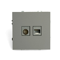 Розетка TV + RJ-45 Stekker Эмили  платиново-серый