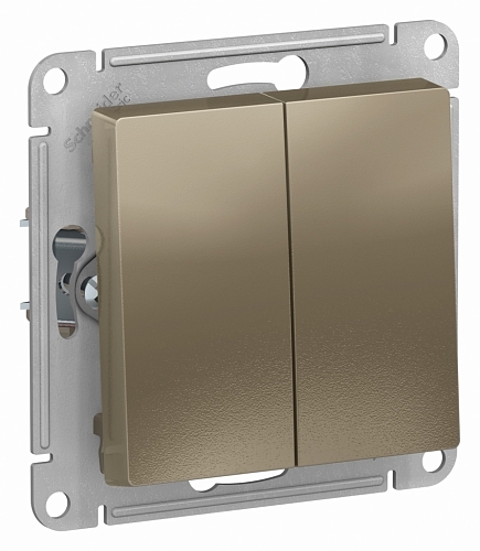 Выключатель двухклавишный проходной Atlas - шампань