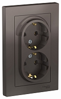 Розетка двойная с заземлением Atlas - мокко
