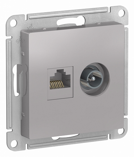 Розетка компьютер+ТВ Atlas - алюминий