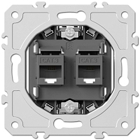 Розетка телефонная двойная RJ11 + RJ11 cat3E 4/4конт механизм Donel A07 S08
