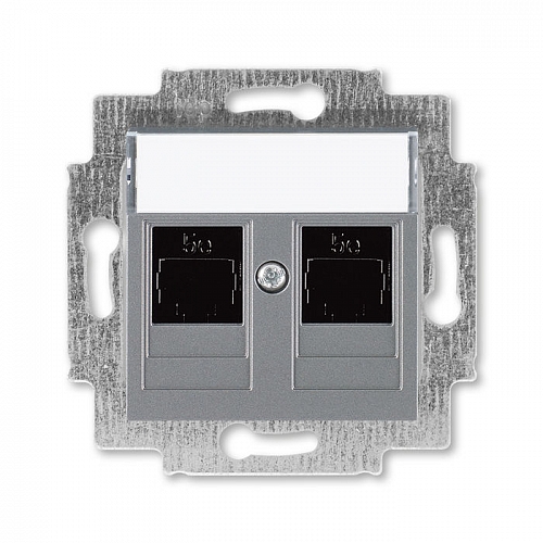 Розетка компьютерная двойная 2xRJ45 5e Levit - сталь