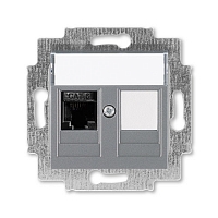 Розетка компьютерная RJ45 6e+заглушка Levit - сталь