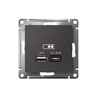USB Розетка A + тип-C 45Вт Atlas - базальт