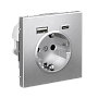 USB Розетка A+C, ArtGallery - алюминий USB Розетка A+C, ArtGallery - алюминий