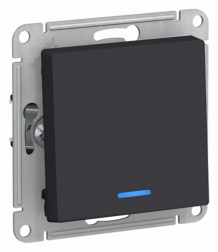 Выключатель одноклавишный проходной с подсв. Atlas - карбон