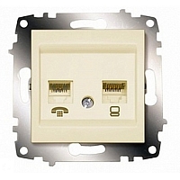 Розетка компьютерная (RJ11+RJ45)  Cosmo - титан