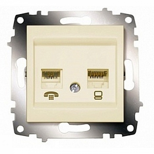 Розетка компьютерная (RJ11+RJ45)  Cosmo - титан