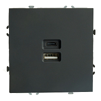 Розетка USB тип A+C Stekker Эмили - черный уголь