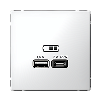 USB розетка A + тип-C 45Вт ArtGallery - белый
