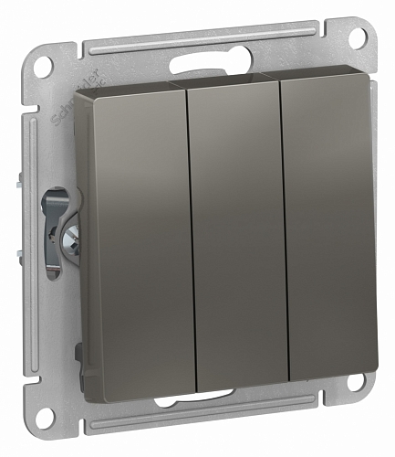 Выключатель трехклавишный Atlas - сталь