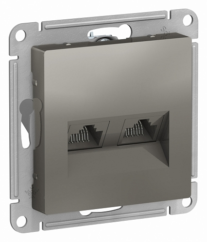 Розетка компьютерная двойная Atlas - сталь