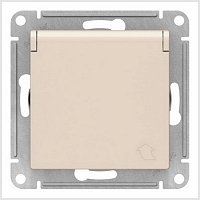 Розетка с заземлением с крышкой Atlas - бежевый