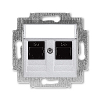 Розетка компьютерная двойная 2xRJ45 5e Levit - серебро