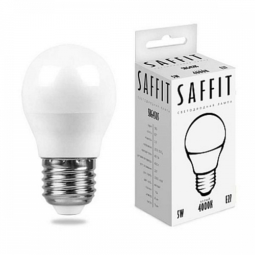 LED Лампочка Saffit E-27 Шар 5Вт 4000К
