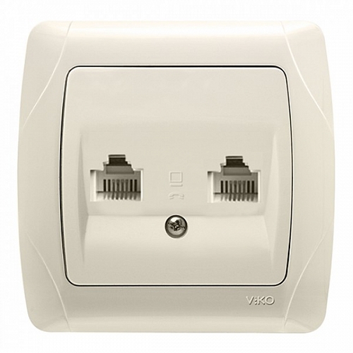 Компьютерная розетка сдвоенная (UTP, Cat5e) Carmen - кремовый