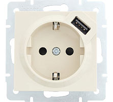 Розетка с заземлением и USB разъёмом Lezard Vesna - крем