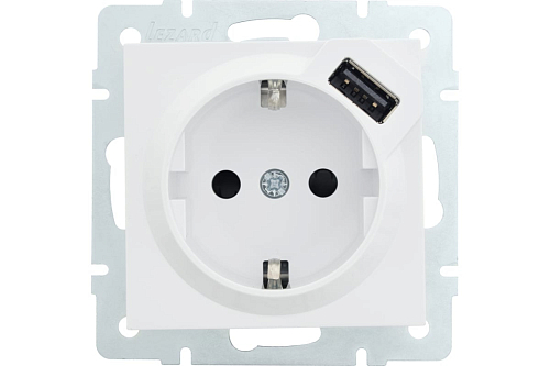Розетка с заземлением и USB разъёмом Lezard Vesna