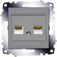 Розетка компьютерная (RJ11+RJ45)  Cosmo - алюминий