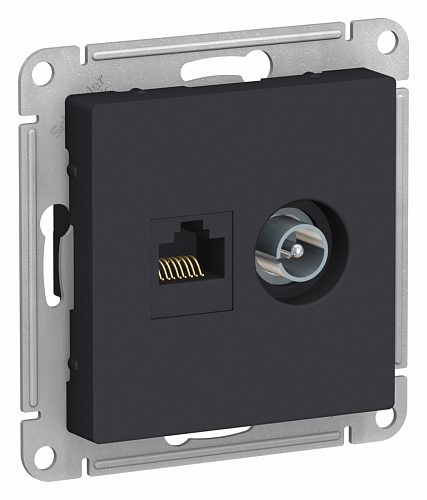 Розетка компьютер+ТВ Atlas - карбон