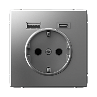 USB Розетка с 2 USB A+C ArtGallery - сталь