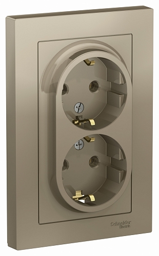 Розетка двойная с заземлением Atlas - шампань