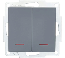 Выключатель двухклавишный с подсветкой Lezard Vesna - графит