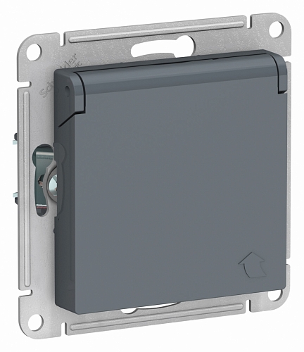 Розетка с заземлением с крышкой Atlas - грифель