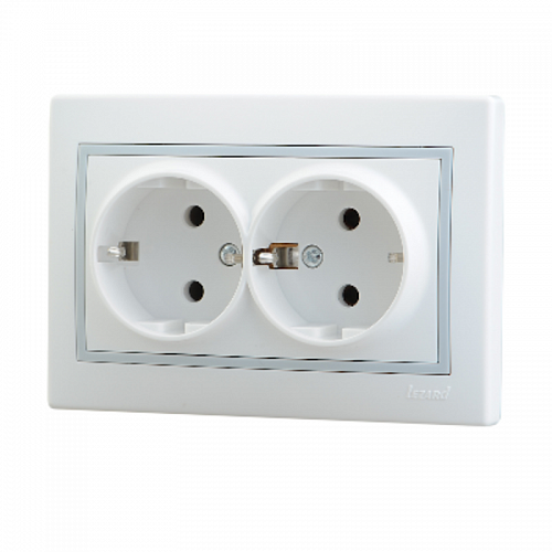 Розетка с заземлением двойная Mira Розетка с заземлением двойная Mira