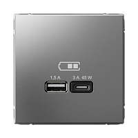 USB Розетка A + тип-C 45Вт ArtGallery - сталь