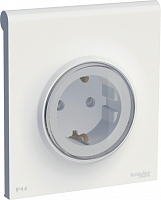 Розетка с замлением с крышкой моноблочная IP44 Odace - белый