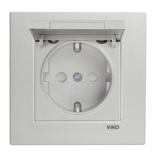 Розетка с крышкой Novella - серебро