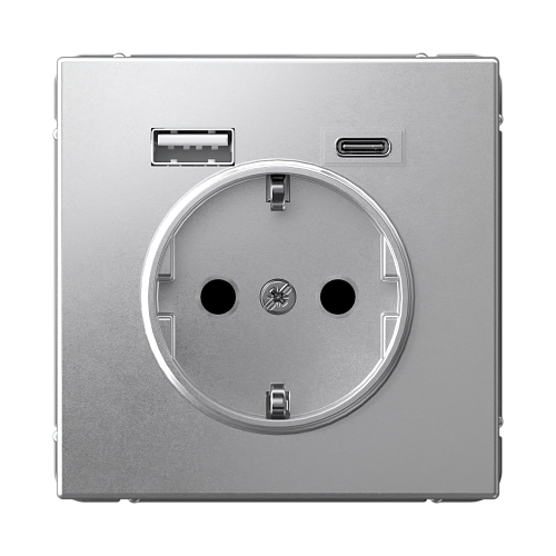 USB Розетка A+C, ArtGallery - алюминий USB Розетка A+C, ArtGallery - алюминий