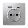USB Розетка A+C, ArtGallery - алюминий USB Розетка A+C, ArtGallery - алюминий