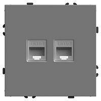 Розетка компьютерная RJ-45 двойная Stekker Эмили - платиново-серый