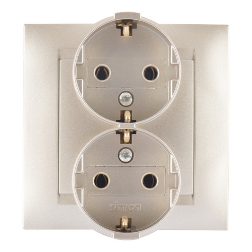 Розетка двойная c заземления SIMON 15 - шампань 