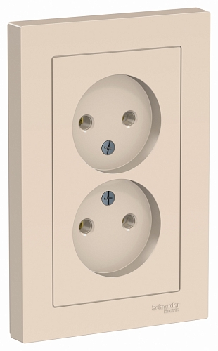 Розетка двойная без заземления Atlas - бежевый