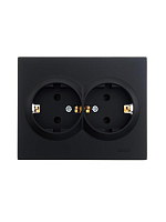 Розетка двойная с заземлением Lezard Vesna - чёрный бархат