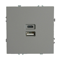 Розетка USB тип A+C Stekker Эмили - платиново-серый