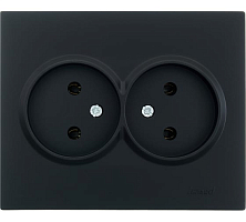Розетка двойная без заземления Lezard Vesna - чёрный бархат
