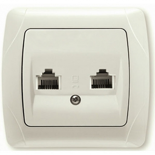 Телефонная розетка сдвоенная Carmen - кремовый