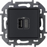 Зарядное устройство с двумя USB-разъёмами  Inspiria -  антрацит
