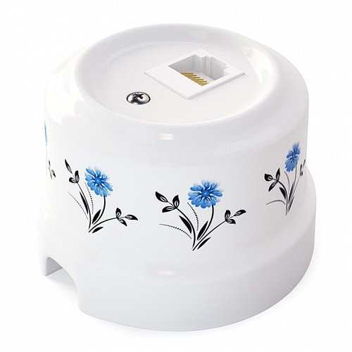 Розетка компьютерная Lindas - орнамент васильки