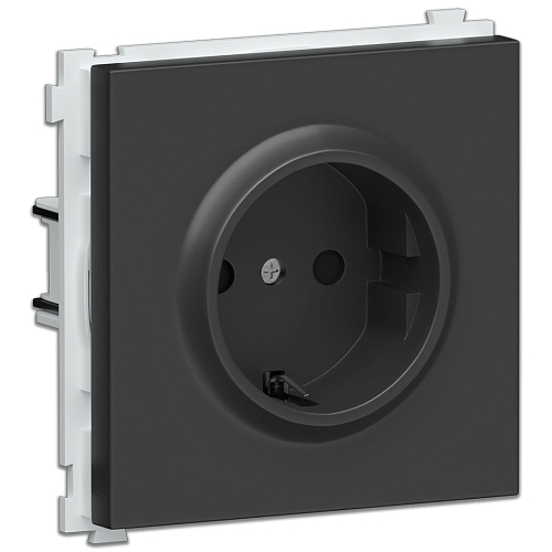 Розетка с заземлением и шторками Schuko черный Donel R98